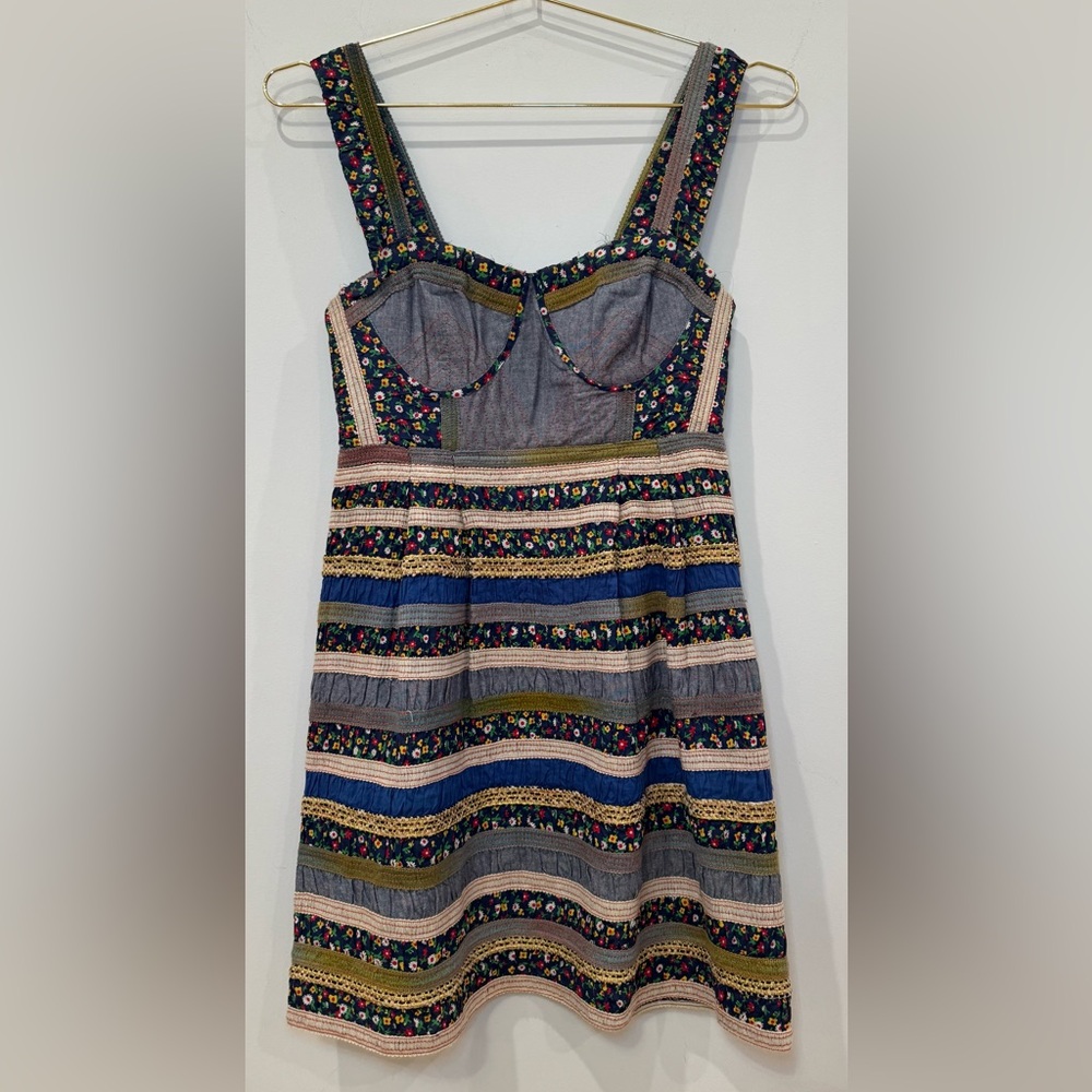 Free People New Romantics Patchwork Zip-Front Mini Dress – Size 2